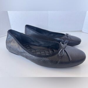 Birdies The Hummingbird Noir Black Leather Ballet Flats Shoes Bow Size 8.5